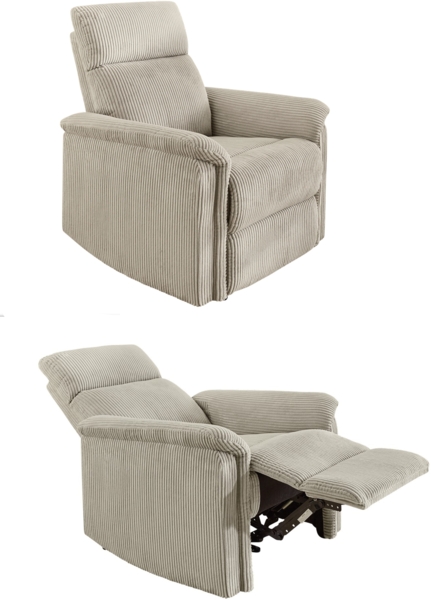 Relax-Fernsehsessel Federkern TV Liegefunktion verstellbar Bezug in Cord Beige