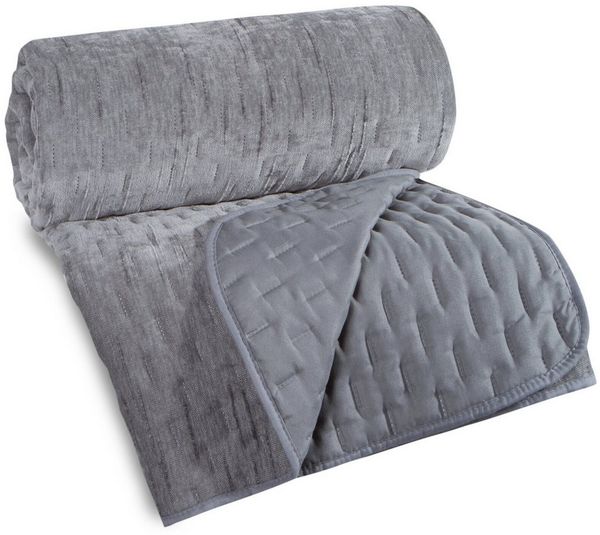 Eurofirany Tagesdecke Zweiseitige Bettdecke CHELEN/1 Chenille-Optik Beige Silber, 170x210 cm 220x240 cm Doppelbett Ehebett