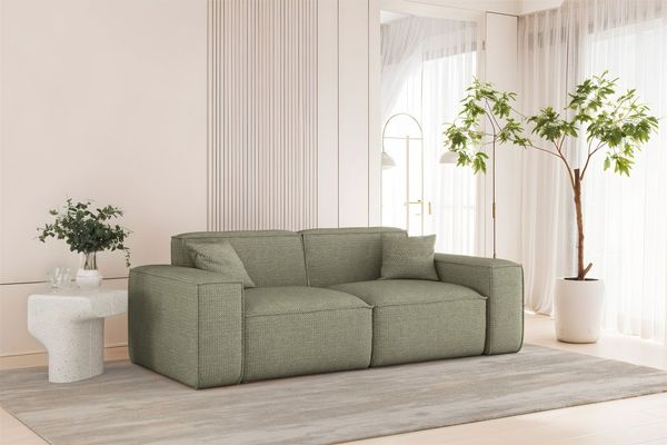 Sofa Designersofa CELES PREMIUM 2-Sitzer in Stoff Artico Grün