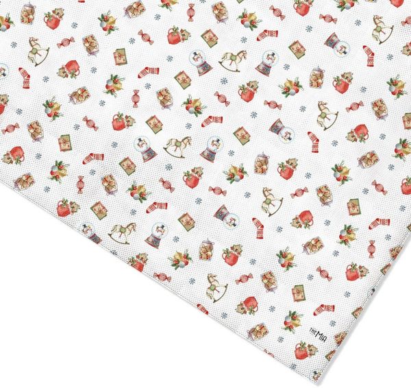 Tischset, 6-teilig, Polyester, Weiß und Grau