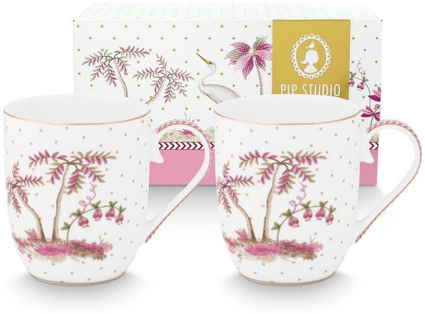 PiP Studio Becher Jolie Dots Gold Pink Becher Small 145ml Set2, Porzellan