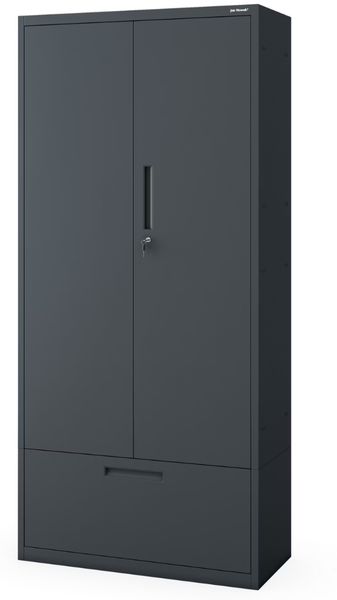 Metallschrank mit Hohe Schublade MEGAN - 195x90x40cm Anthrazit | Büroschrank Aktenschrank Stahlschrank Fachbodenschrank Werkstattschrank