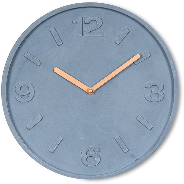 Levandeo® Wanduhr (Hochwertige Wanduhr Beton-Uhr 30cm Grau Kupfer Uhrzeit Wanddeko)