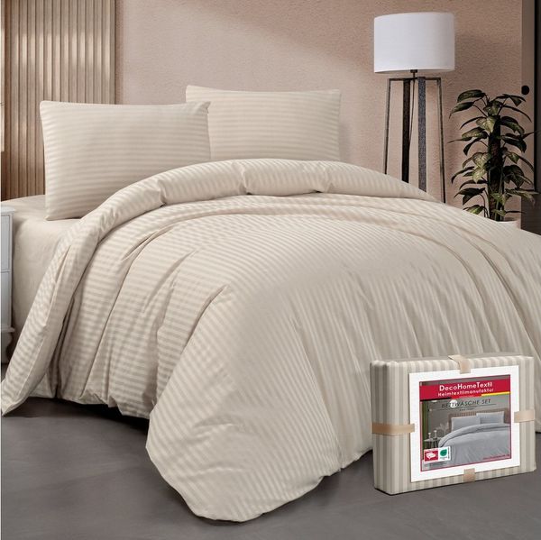 DecoHomeTextil Heimtextilmanufaktur Bettwäsche Set Bettgarnitur mit Reißverschluss Polycotton Streifen