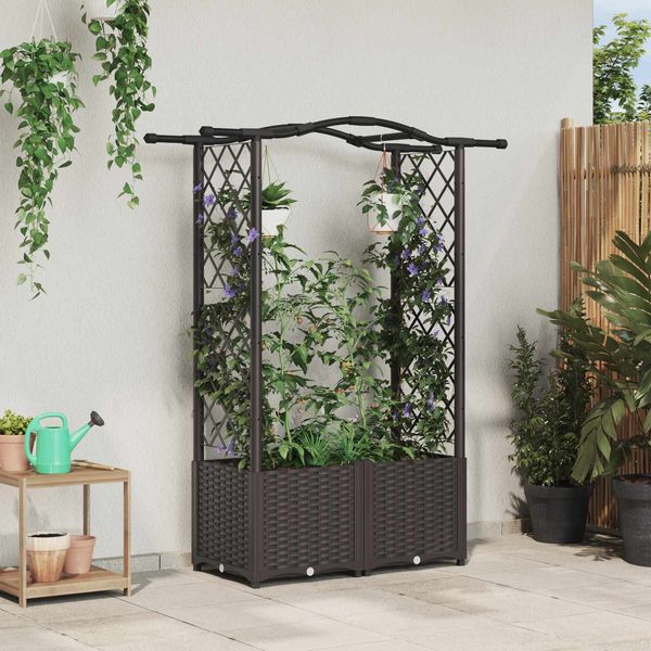 vidaXL Hochbeet mit Rankgitter und Dach Braun 125 x 40 x 138 cm PP 42032506
