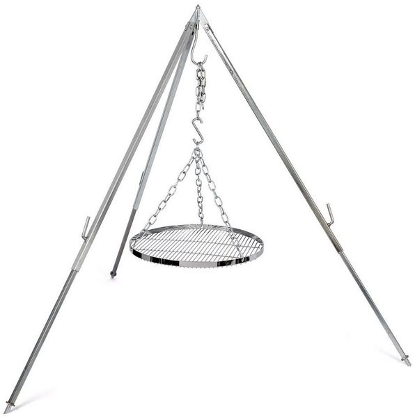 Petromax Grillrost Hänge Grillrost Ø 50 cm inkl. Dreibein mit Kette und Haken Outdoor (2-St, Camping draußen Kochen), einfache leichte Reinigung