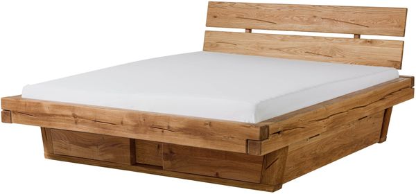 Bett mit Schublade Eiche 180x200x87 natur geölt BREGENZ #107