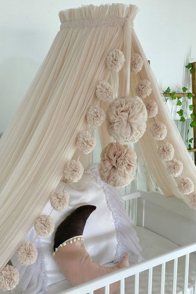 Baby Fancyroom Betthimmel Betthimmel aus 12 Meter Tüll aus 1. Klasse für Kinderbett Gitterbett, Himmel für Babybett Kinderbett
