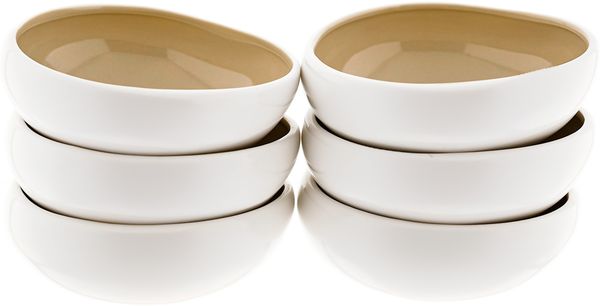 Wave Cream 6er-Set Müslischalen aus hochwertigem Porzellan - 12 x 4,5 cm