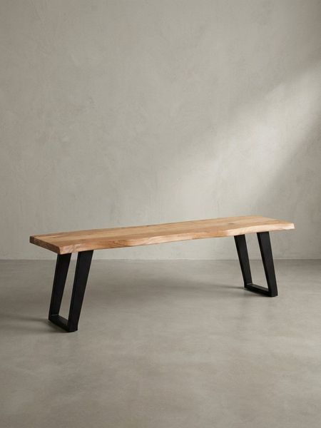 KADIMA DESIGN Sitzbank Esszimmerbank 120 x 40 x 45,5 cm Akazie Massivholz / Metall mit (Küchenbank Essbank mit U-Beinen, Sitzbank Esszimmer Klein), Baumkante, Esstischbank Modern, Holzbank Massiv ohne Lehne