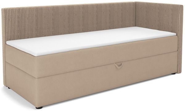 Deine Möbel 24 Boxspringbett RICO Boxbett mit Bettkasten, Tagesbett mit Schlaffunktion (ideal für Jugendliche & Erwachsene, 1-St, Modernes 2-in-1 Design Schlafsofa & Bett), 90x200 100x200 Schwarz Grau Rosa Beige Ecru Anthrazit Cord Velour