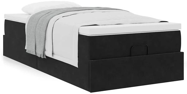 vidaXL Ottoman-Bett mit Matratze Schwarz 80x200 cm Samt 3311149 Bild 4