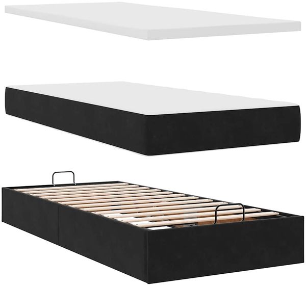 vidaXL Ottoman-Bett mit Matratze Schwarz 80x200 cm Samt 3311149 Bild 8