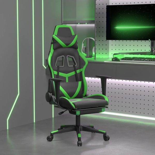 vidaXL Gaming-Stuhl mit Massage & Fußstütze Schwarz & Grün Kunstleder 345437