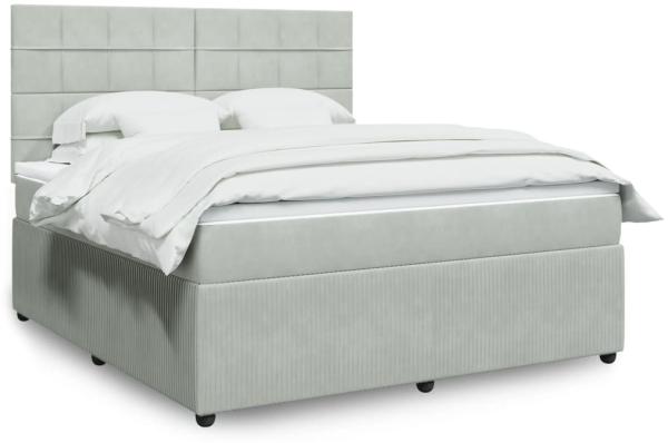 vidaXL Boxspringbett mit Matratze Hellgrau 180x200 cm Samt 3292406