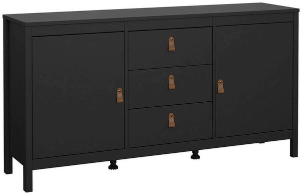 Dmora Kommode Whitney, Wohnzimmerbuffet, Wohnzimmer-Sideboard, Moderne Küchen-Speisekammer, 151x38 h80 cm, Schwarz