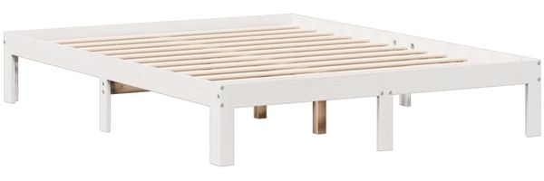 vidaXL Massivholzbett mit Regal ohne Matratze Weiß 160x200 cm Kiefer 3322606 Bild 8
