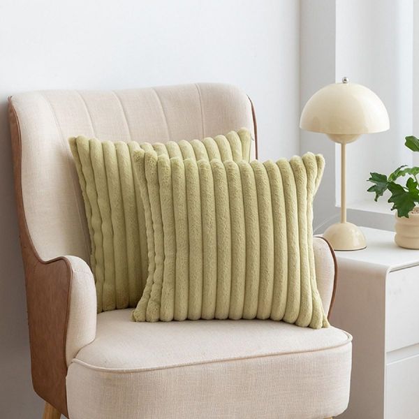 Kissenbezüge 2er Set Flauschig Plüsch Deko Dekokissen Sofakissen Zierkissenbezüge 45*45cm Sofakissen Couchkissen Bezug Sofa Schlafzimmer Reißverschluss,Grün