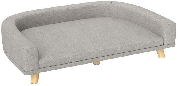 MC Star Tierbett Hundesofa, Haustiersofa Katzensofa mit Kissen, Hundebett, für große Hunde, Hundecouch mit Erhöhtem Design, Grau, 98 x 67 x 25 cm