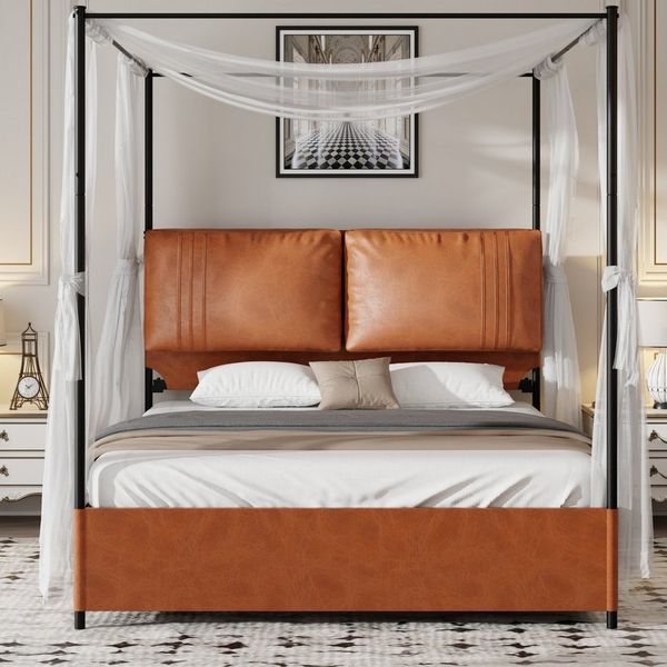 ANYSUN Bettgestell Wählbare 140*200 160*200 180*200cm (Set, ausgestattet mit 4 abnehmbaren, Baldachin-Säulen), Hausbett