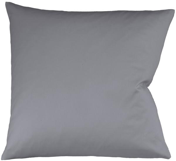 Fleuresse Mako-Satin Kissenbezug Bezug 80x80 cm uni mit RV 9039 steingrau