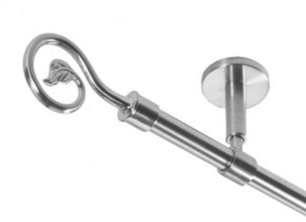 BASIT Gardinenstange Rohr Edelstahl 16 mm mit Deckenträgern 120 cm E20, Ø 16 mm, 1-läufig, verschraubt, Edelstahl, D11 120 cm E20 Blatt Bild 6