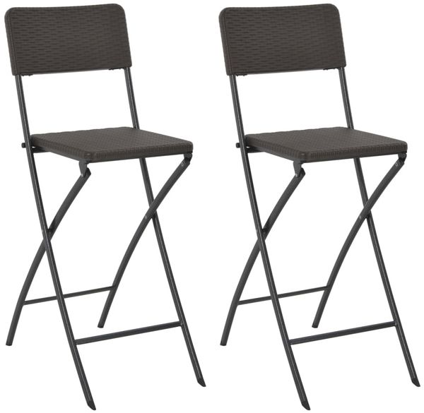 vidaXL Klappbare Barstühle 2 Stk. HDPE und Stahl Braun Rattanoptik 44558