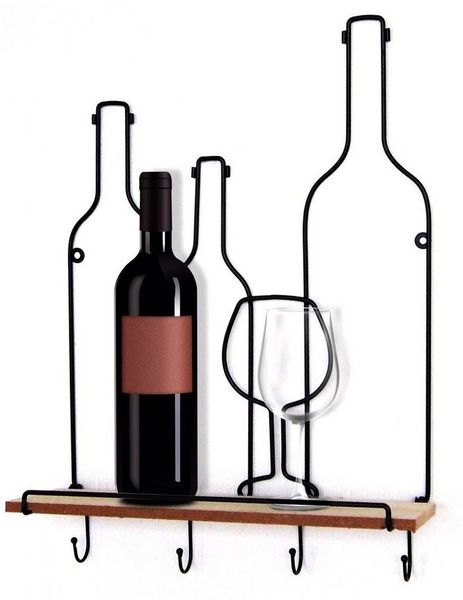 HTI-Line Wandregal Wandboard Vino Viola, Stück 1-tlg, Wandregal Weinmotiv Hakenleiste