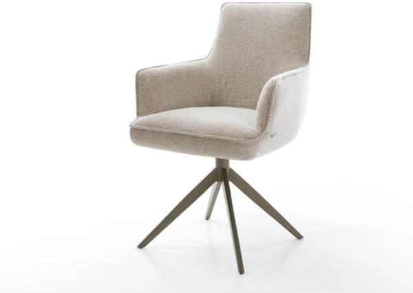 Drehstuhl Heira-Flex mit Armlehnen Webstoff Soft Beige Kreuzgestell breit Effektfinish Titan 360° drehbar Wippfunktion Taschenfederkern