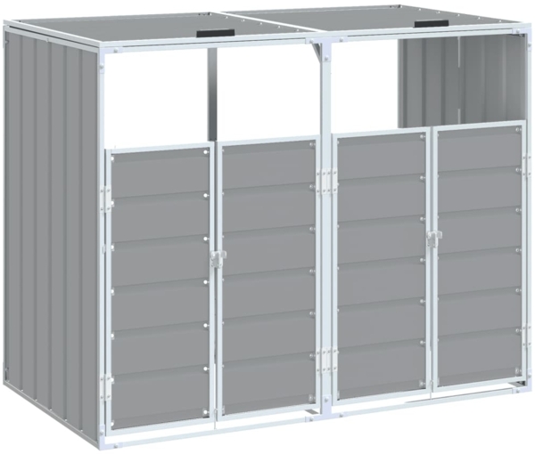 vidaXL Mülltonnenbox für 2 Tonnen Grau 144x81x113 cm Stahl 4006176