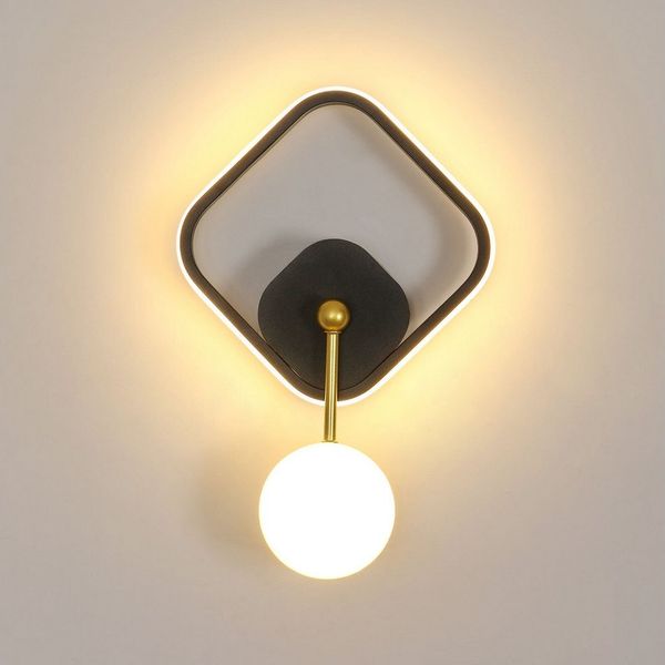 Riserva Wandleuchte Moderne Wandleuchte Schwarz Gold Quadrat 36cm 21W 3000K Für Flur