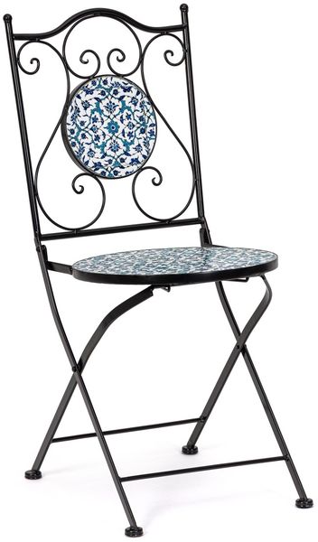 Gartenstuhl Samos 2er-Set aus Metall und Keramik, klappbar, klassisch, mehrfarbig, Outdoor