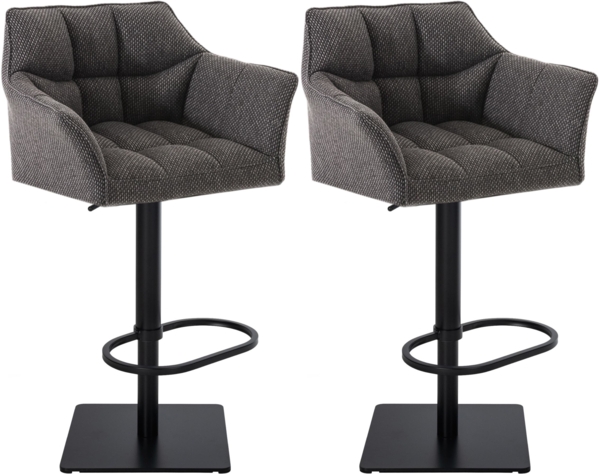 CLP 2er Set Barhocker Damaso Stoff drehbar und höhenverstellbar,titangrau schwarz