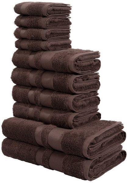 OTTO home Handtuch Set Vanessa, 10-tlg Handtuch-Set, weich, in Standard- und Premium-Qualität, Walkfrottee (Set, 10-St), 100% Baumwolle, Duschtücher, Handtücher, Gästetücher, mit Bordüre