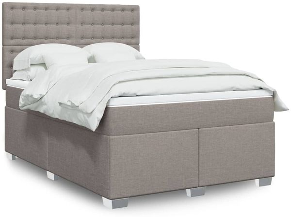 vidaXL Boxspringbett mit Matratze Taupe 140x190 cm Stoff 3290501