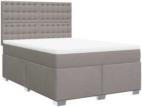 vidaXL Boxspringbett mit Matratze Taupe 140x190 cm Stoff 3290501