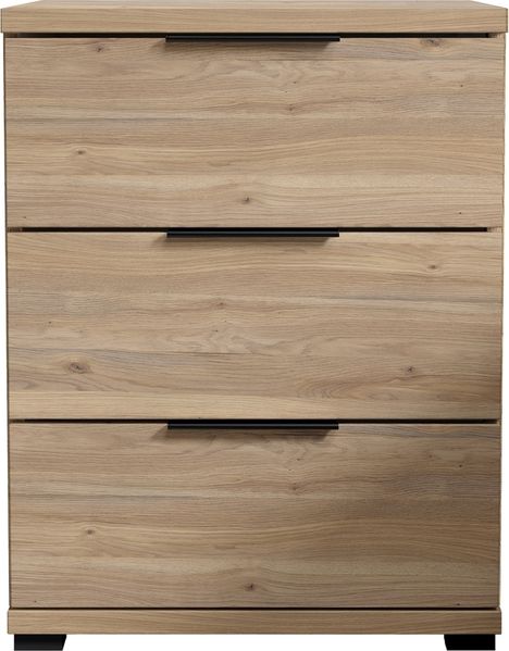 Nachtkommode >SMILLA 2< 3 Schubladen, Mauvella Oak Dekor - 46x61x42cm (BxHxT) Bild 3