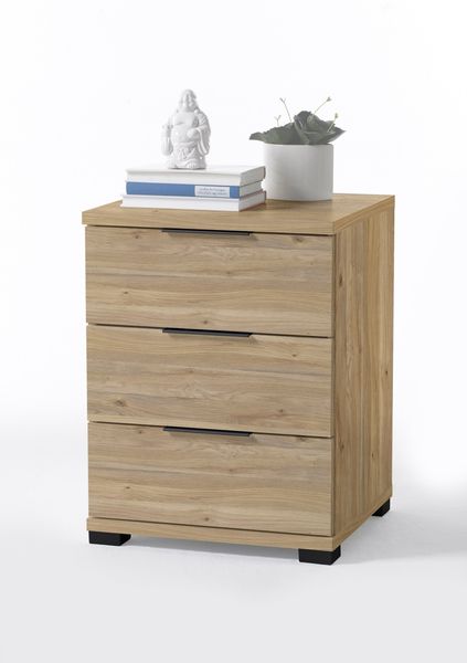 Nachtkommode >SMILLA 2< 3 Schubladen, Mauvella Oak Dekor - 46x61x42cm (BxHxT) Bild 4