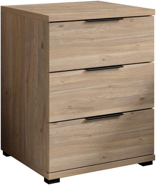 Nachtkommode >SMILLA 2< 3 Schubladen, Mauvella Oak Dekor - 46x61x42cm (BxHxT)