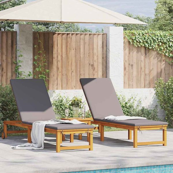 vidaXL Sonnenliege 2 pcs Braun 202 x 53 x 89 cm Massivholz Akazie 3333831