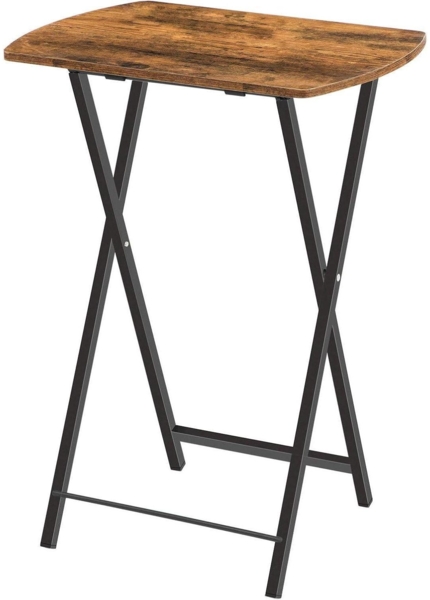HOOBRO Beistelltisch Klappbar Industriestil Dunkelbraun TV Tray