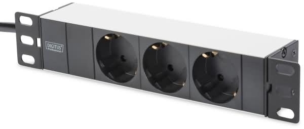 DIGITUS Steckdosenleiste Aluprofil, 3-fach Schuko, 2m Bild 1