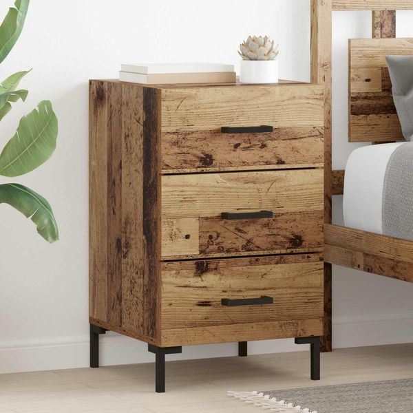 vidaXL Nachttisch mit Schubladen Altholz 40 x 40 x 66 cm Holzwerkstoff 882116