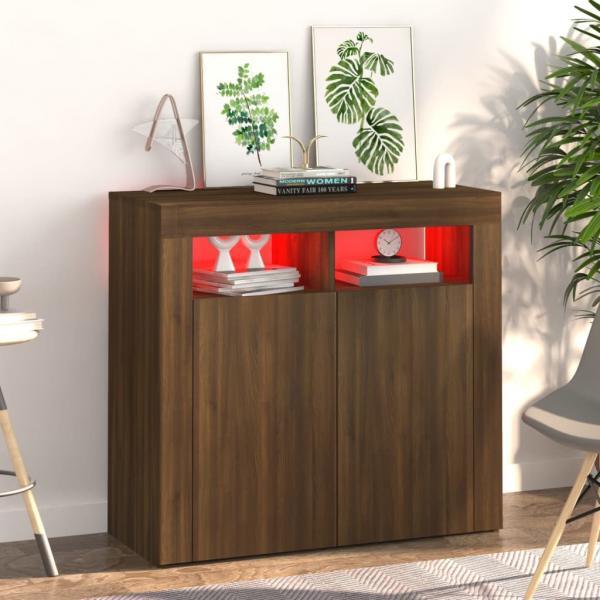 vidaXL Sideboard mit LED-Beleuchtung Braun Eichen-Optik 80x35x75 cm 815731 Bild 3
