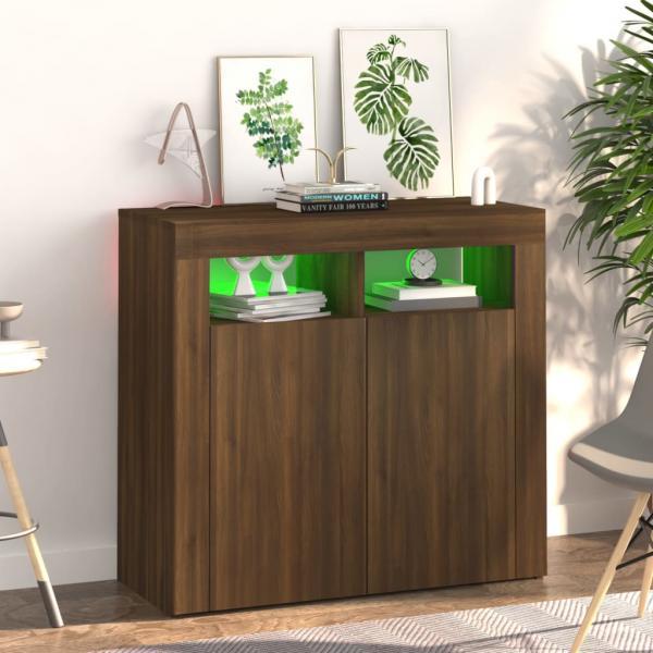 vidaXL Sideboard mit LED-Beleuchtung Braun Eichen-Optik 80x35x75 cm 815731 Bild 4
