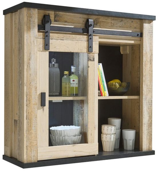 Furn. Design Wandhängeschrank Stove, Küchenschrank in Used Wood, mit Schwebetür