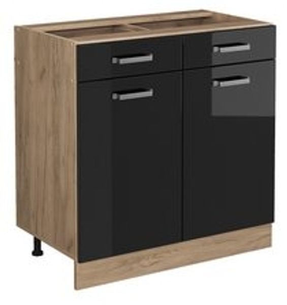 Küchenunterschrank R-Line Schwarz Hochglanz 80 cm ohne Arbeitsplatte Vicco Bild 6