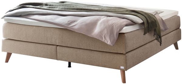 Beatriz Boxspringbett grau Eiche MassivholzPolyester/Polyamid/Viskose 200cm x 160cm x 60cm