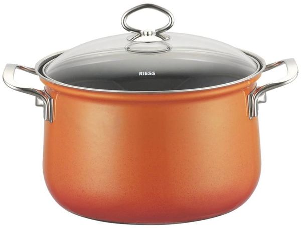 Riess Fleischtopf hoch mit Glasdeckel Ø20cm 3,5 Liter Emaille Nouvelle Corall