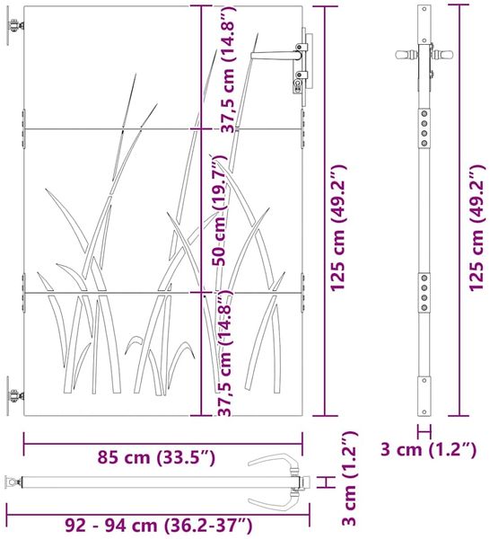 vidaXL Gartentor Schwarz 85 x 125 cm Pulverbeschichteter Stahl 42015865 Bild 10